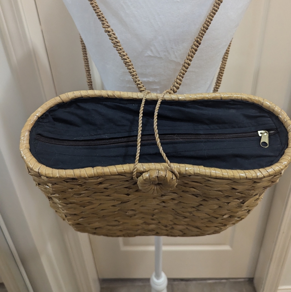 bohemian woven  basket backpack